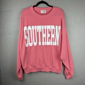 Bucket List Southern Graphic Sweatshirt Coral L/XL? Drop Shoulder Corded Fabric